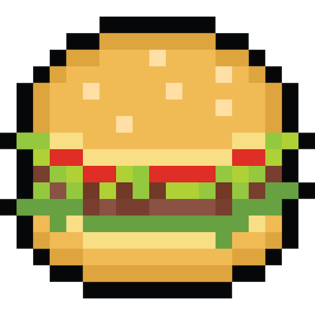 Vettore iconica di hamburger animata in pixel art