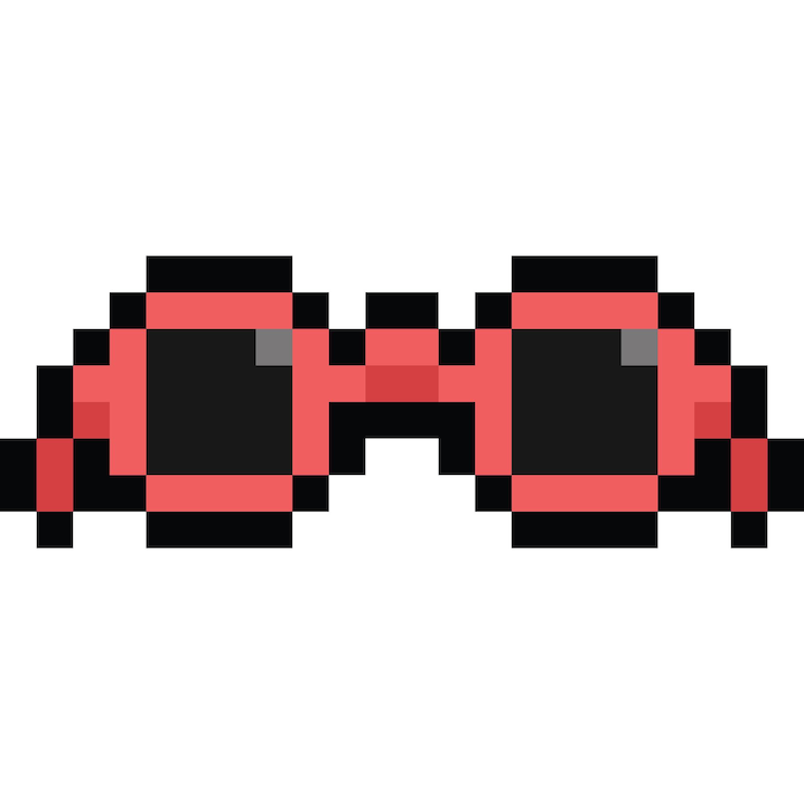 Vector pixel art cartoon roze zonnebril icoon