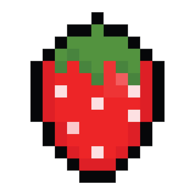 Vettore pixel art cartone animato icona di fragola 1