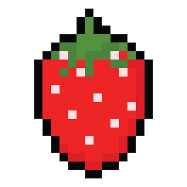 Vector pixel art cartoon strawberry icon 2