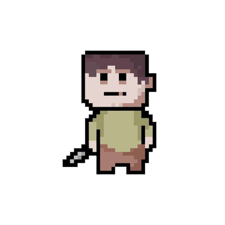 Vector pixel art character 8bit retro elements vector illustration