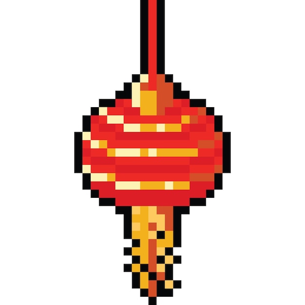 Vector pixel art chinese lamp icon 2