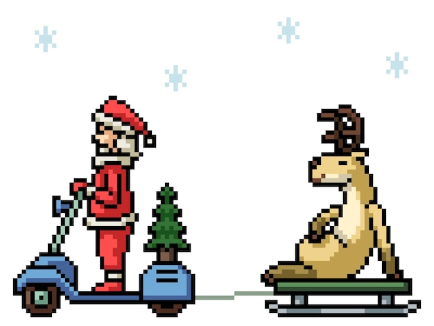 Pixel art christmas santa rendieren