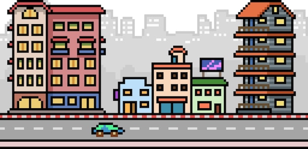 Pixel art city street