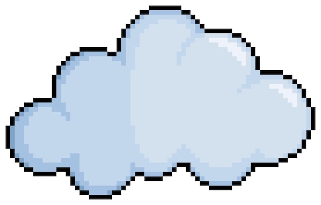 Pixel art cloud vector pictogram voor 8bit game op witte achtergrond