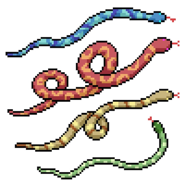 Pixel art colorful snake curl