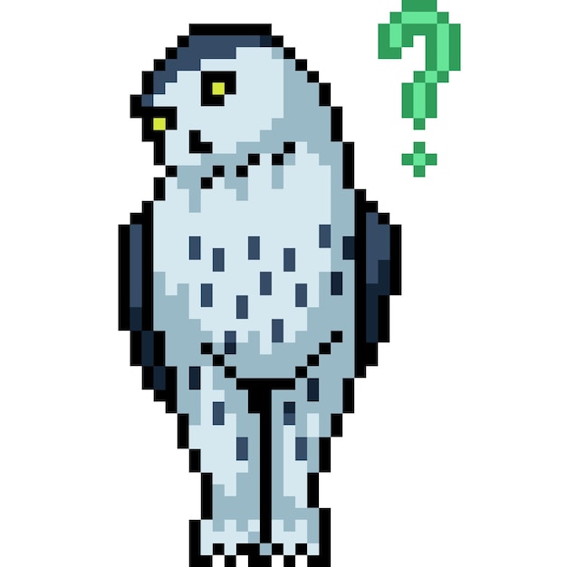 pixel art of confuse question owl