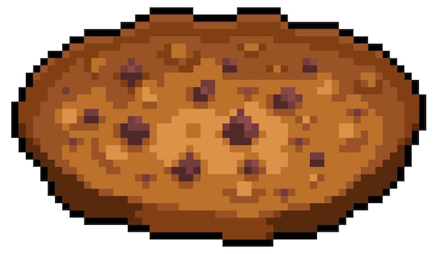 Pixel art cookie vector pictogram voor 8-bits spel op witte achtergrond