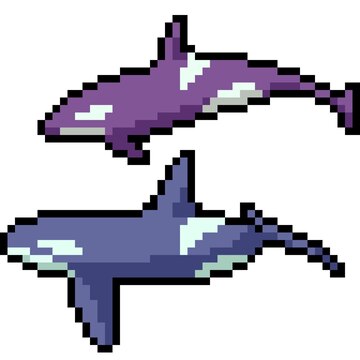 Premium Vector  Pixel art of couple killing whale