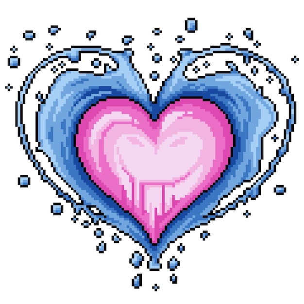 Cuore d'acqua di cristallo pixel art