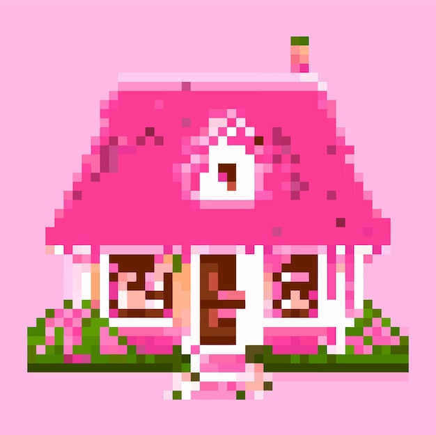 Pixel Art Cute pink house