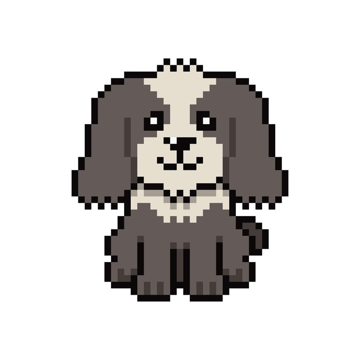 Vector ピクセルアート可愛いシフツー犬のベクトルレトロスタイル