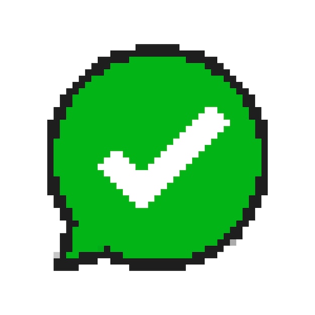 Premium Vector | Pixel art design of check mark. vector illustration. green  checkmark icon in flat style, isolated