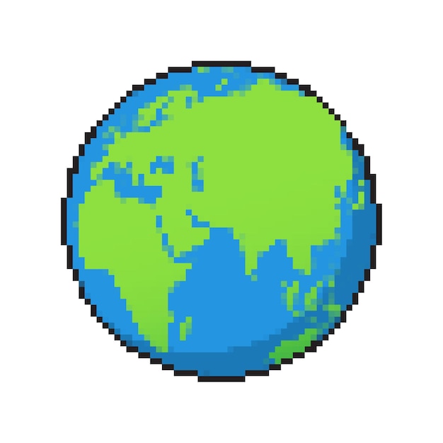 Pixel art earth globe icon.