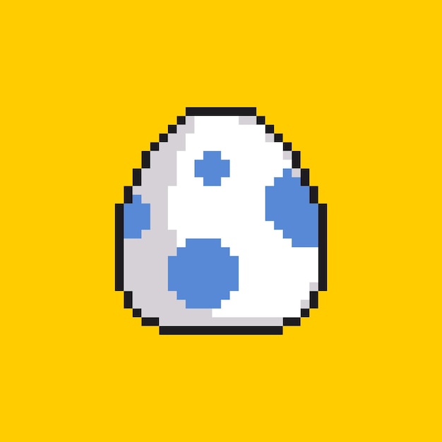 A pixel art egg with blue spots on it.