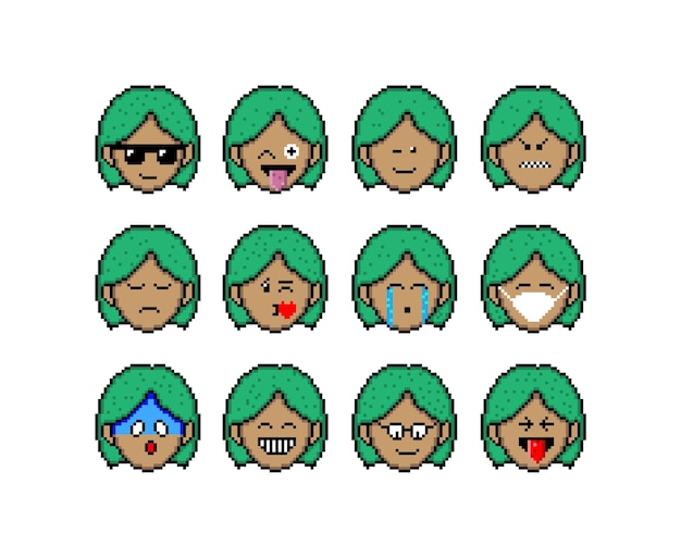 Emoji 디자인의 픽셀 아트 Pixel Art Emoji Design으로 자신을 표현하세요.