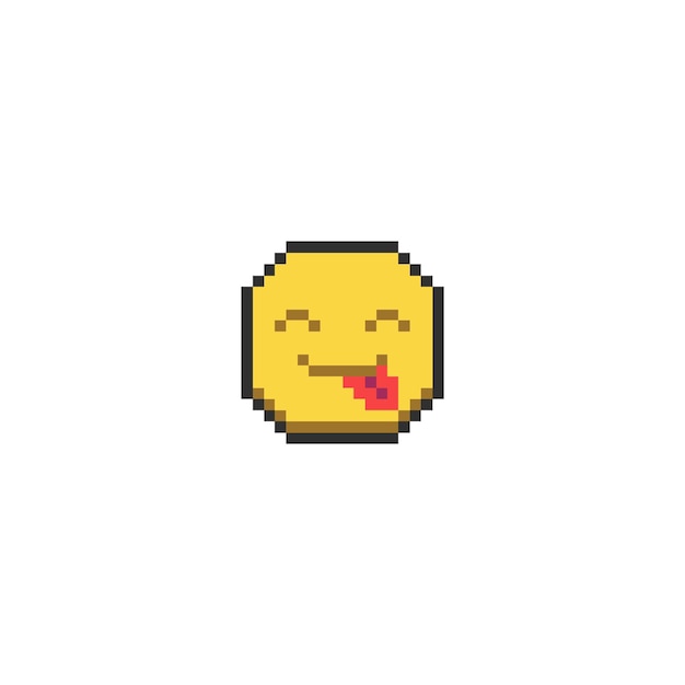 Vector pixel art emoticon icon