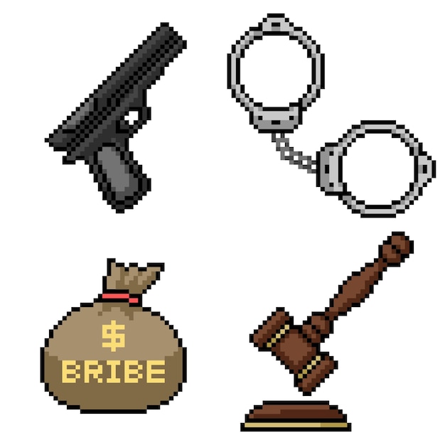 Pixel art evil crime symbol