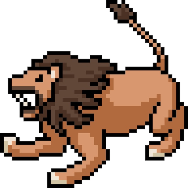 pixel art of fierce lion roar