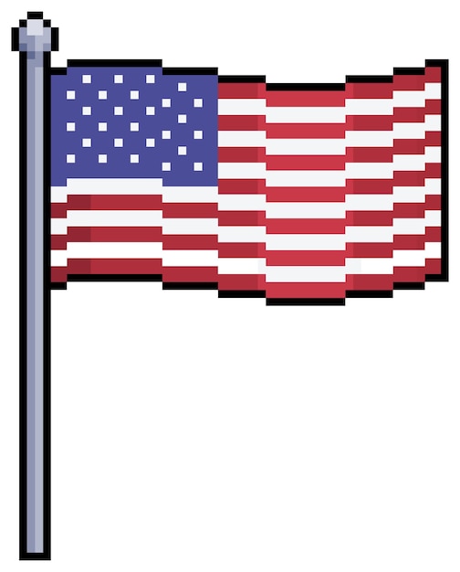 Pixel art flag of the united states usa vector icon for 8bit game on white background