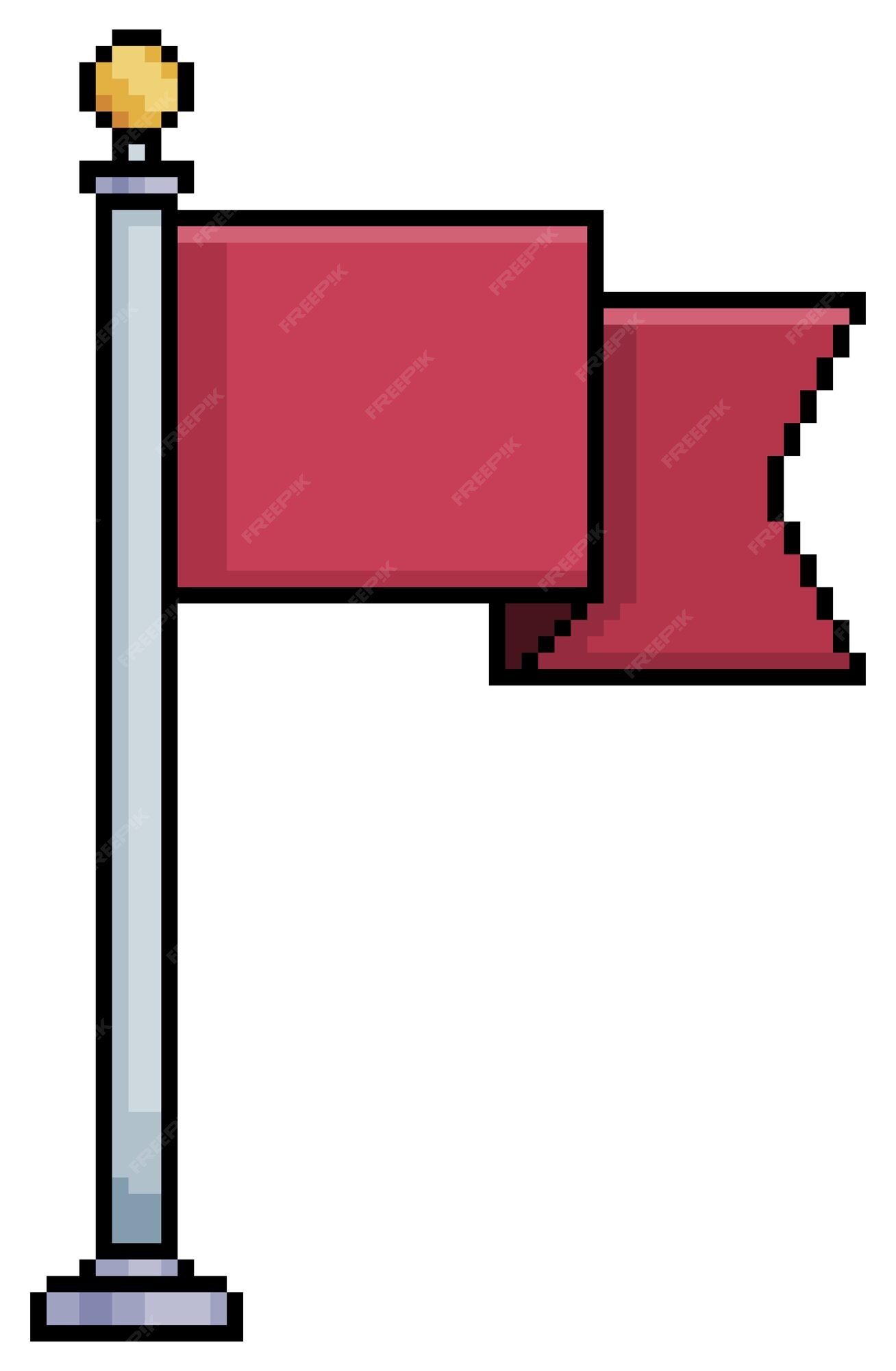 Premium Vector  Pixel art flagpole with red flag vector icon for 8bit game  on white background