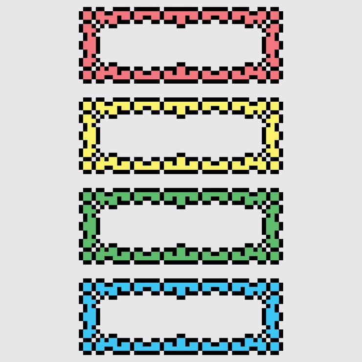 Vector pixel art frame border template design
