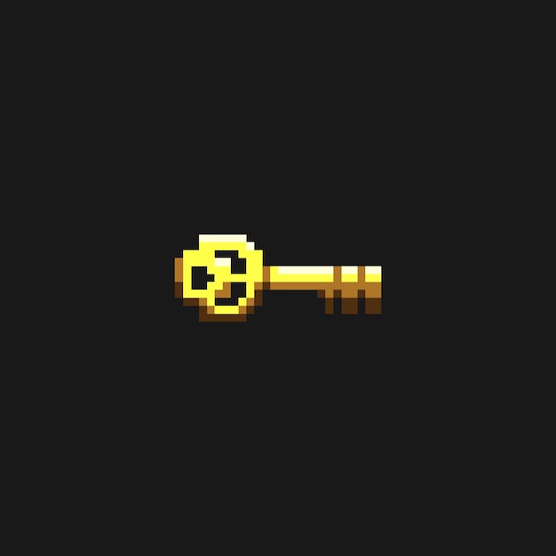 Vector pixel art golden key icon