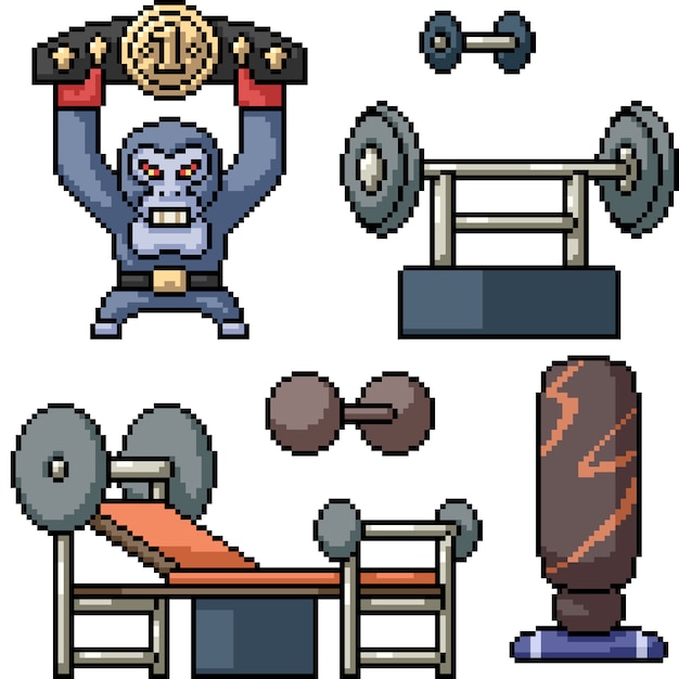 Pixel art gorilla strong