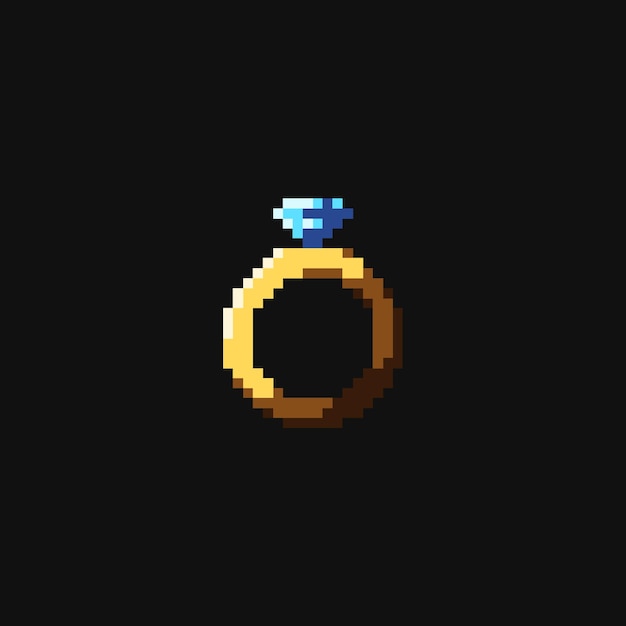 Vector pixel art gouden ring voor spelasset