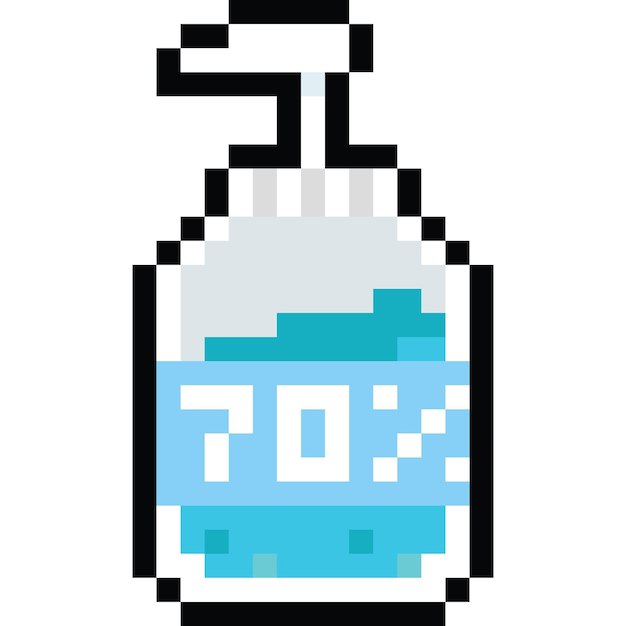 Vector pixel art hand sanitizer gel bottle icon