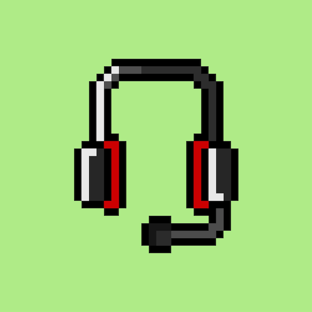 Pixel art of headset with mic