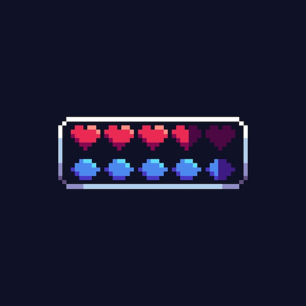 pixel art health bar for game asset