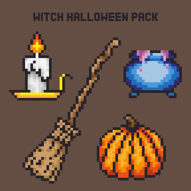 Pixel art heks halloween-pakket