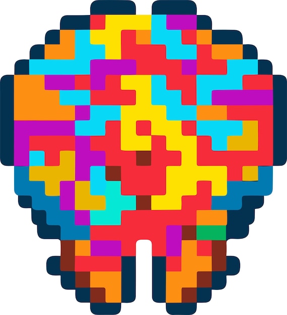 pixel art of a human brain