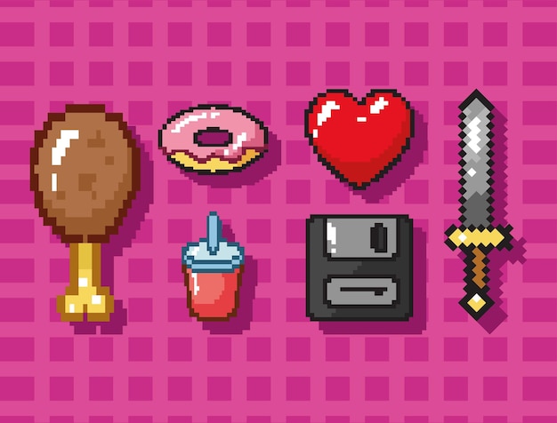 Pixel art icons collection