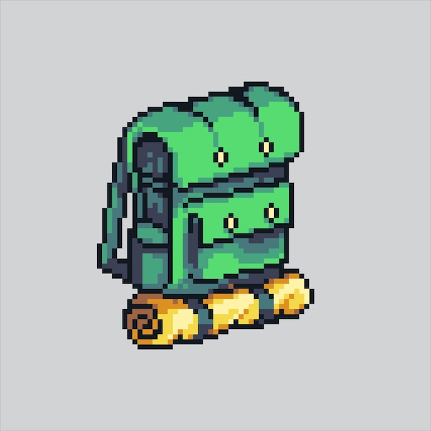 Пиксельная иллюстрация рюкзак пикселированный рюкзак выживание кемпинг рюкзал пикселизованный для игры