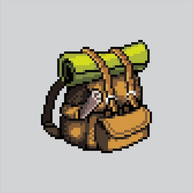 Pixel art illustration Backpack Pixelated Backpack Survival Camping backpack pixelated for game