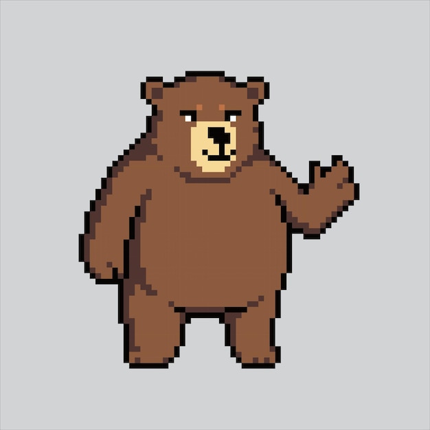 Vector pixel art illustration bear pixelated bear cute bear animal icon pixelated for the pixel art game