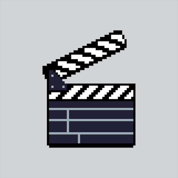 Vector pixel art illustration clapper board pixelated clapper board clapper board pixelated for the game