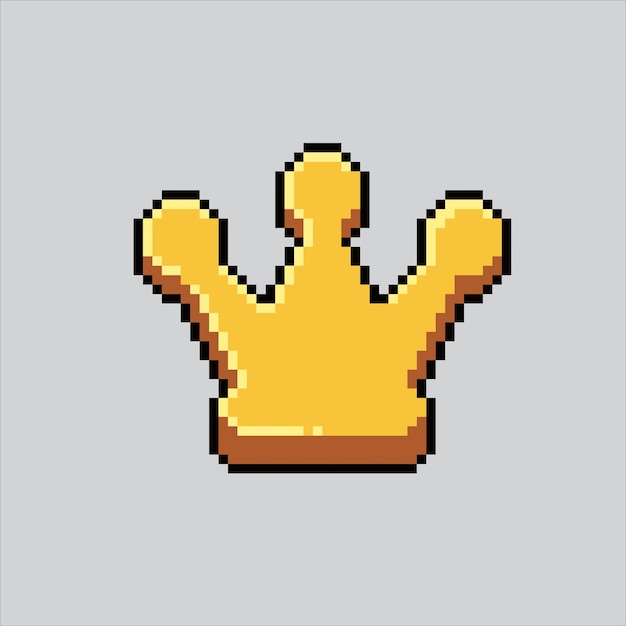 Vector pixel art illustration crown pixelated king crown king royal crown icon