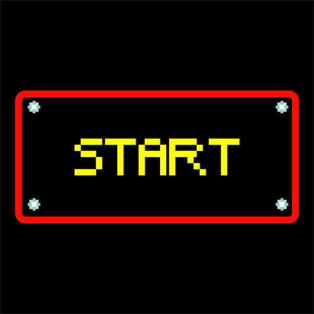 pixel art illustration draw artwork bit design character icon symbol video of start letter button
