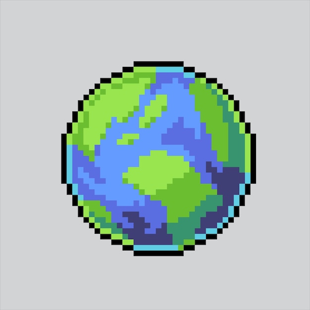 Vector pixel art illustration earth planet pixelated earth planet earth pixelated for the pixel art game