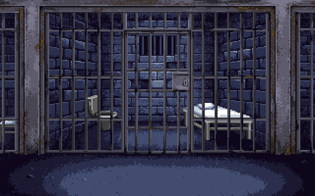 Pixel art illustration jail prison background pixelated prison police jail prison background