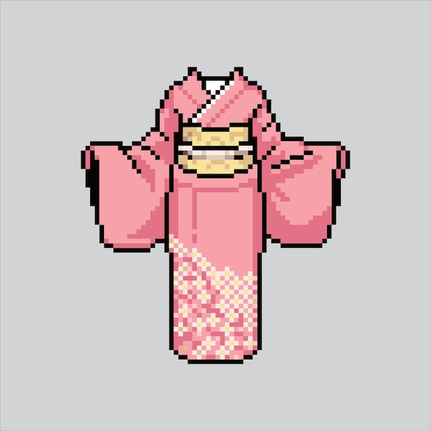 Pixel art illustration Kimono Pixelated Kimono Clothes Beautiful Japanese Kimono Clothes icon