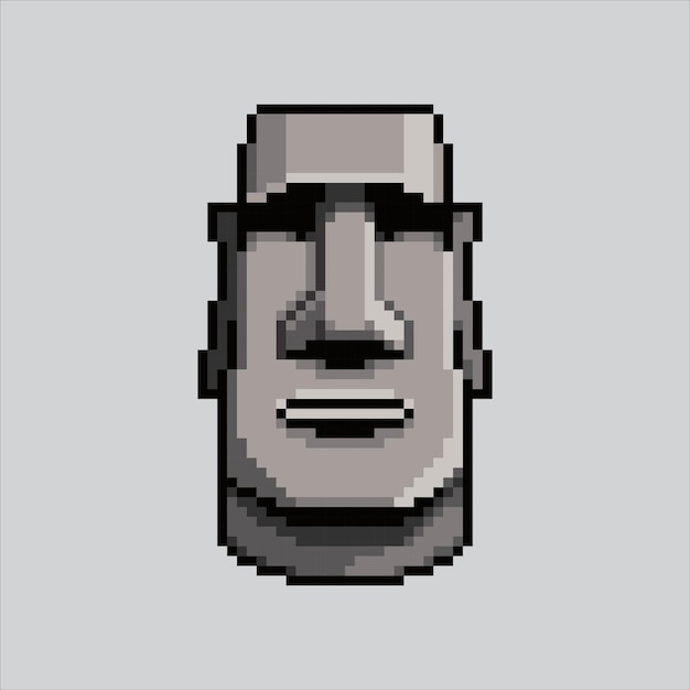 Pixel art illustration moai stone pixelated stone head moai stone head icon pixelated for game