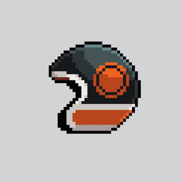 Pixel art illustration motorcycle helmet Pixelated helmet safety traffic motor helmet icon