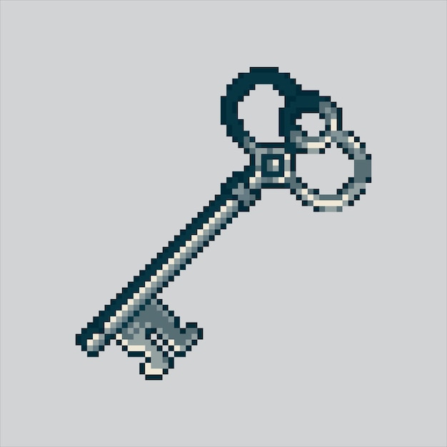 Vector pixel art illustration old key pixelated key old key chest pixelated for the pixel art game