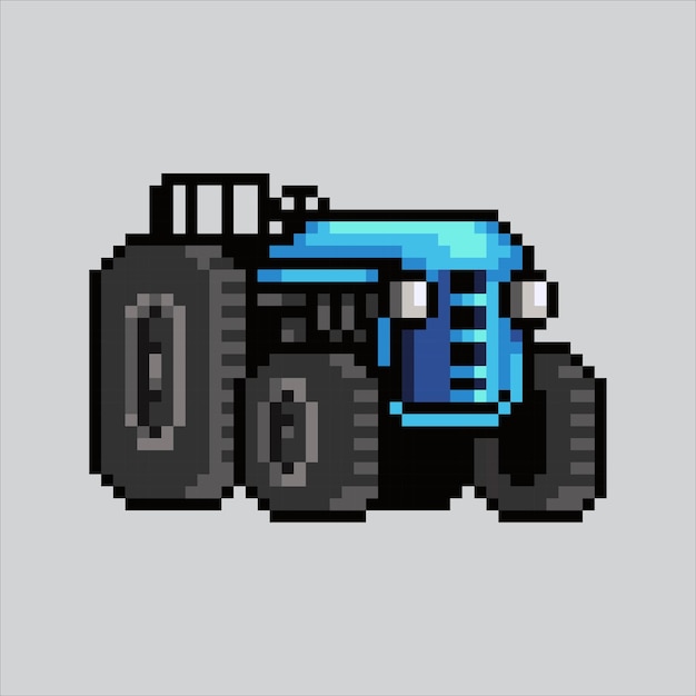 Пиксельная иллюстрация Трактор Пиксельный Трактор Иконка тракторной фермы пикселизированная для игры