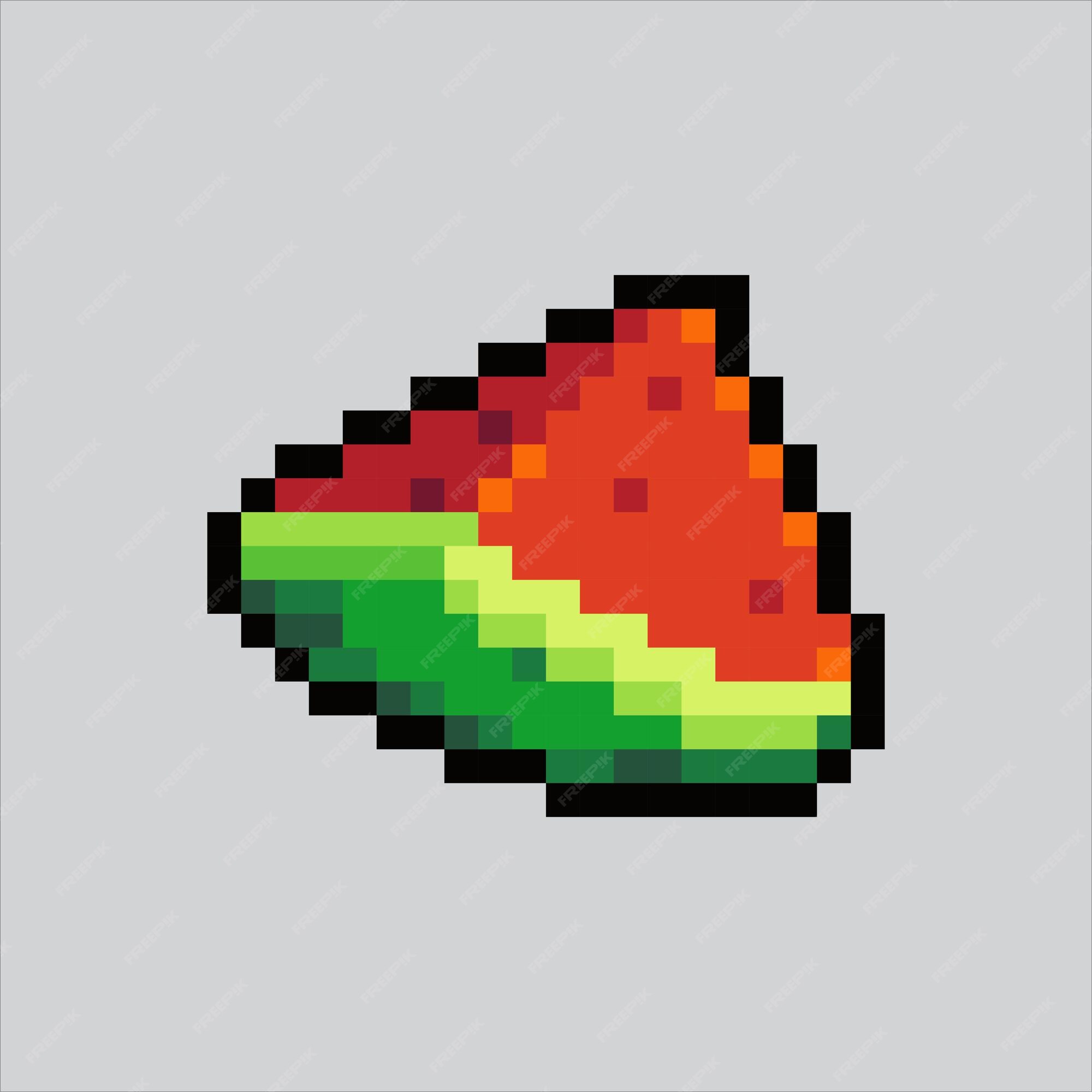 Pixel art watermelon icon, 32X32 vector illustration on a white