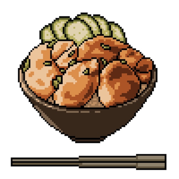 Pixel art of japanese meat bowl